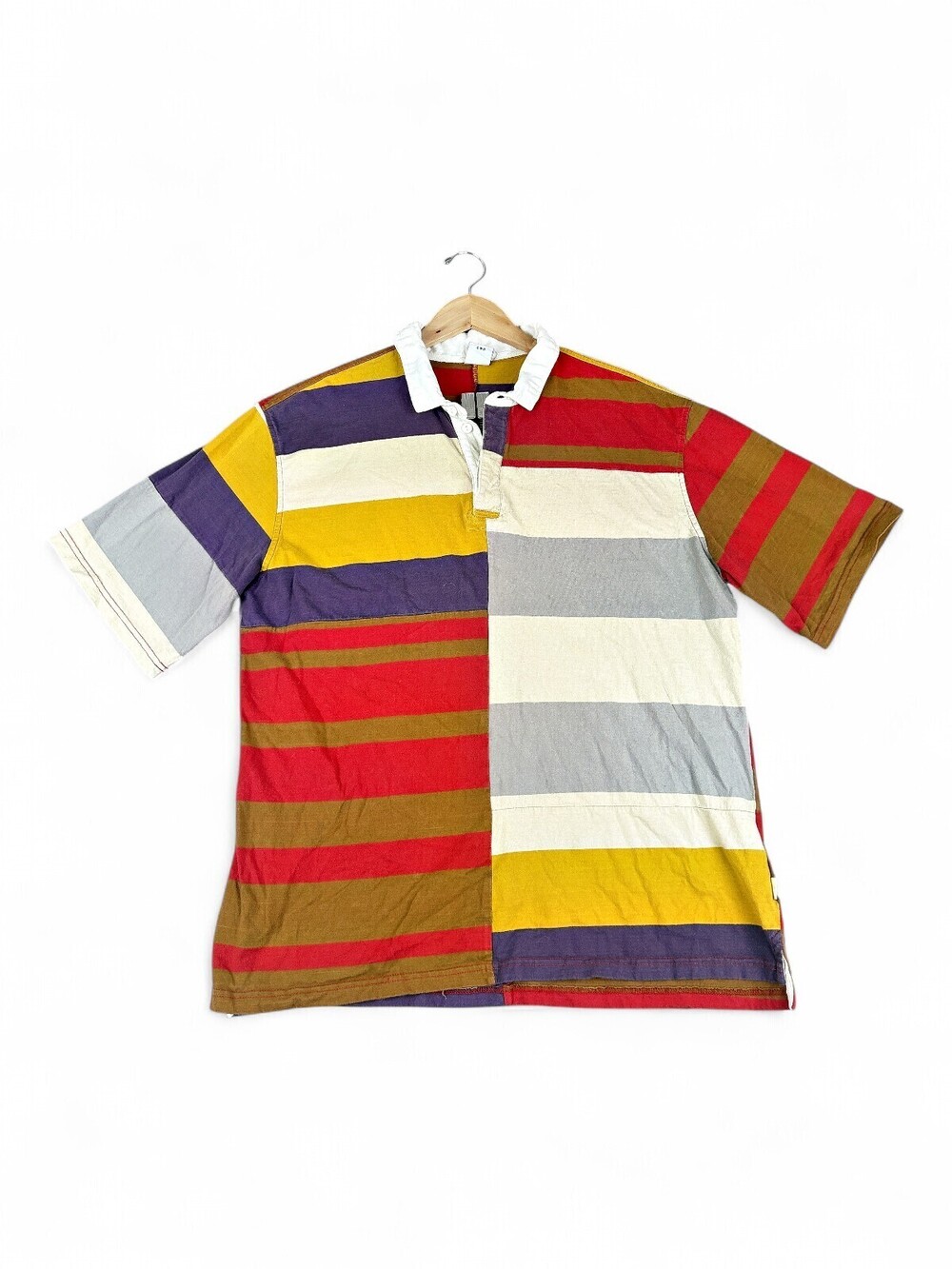 Urban Outfitters Men's XL‎ Patchwork Stripe Rugby Polo